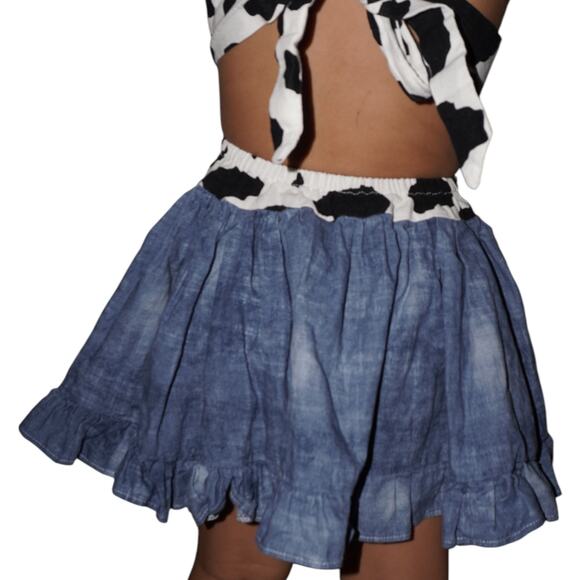 Woody Inspired Cow Print Denim Ruffle Dress Toddler 2T 3T Toy Story Costume - Picture 6 of 9
